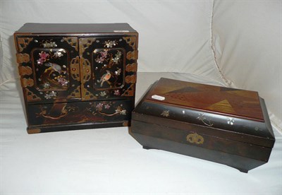 Lot 22 - Chinese lacquer cabinet and a lacquer box (2)