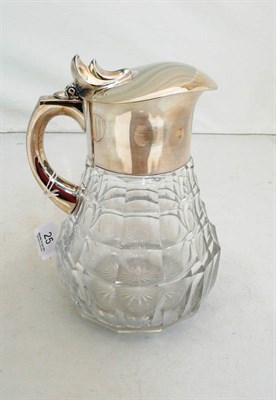 Lot 25 - Cut glass lemonade jug with WMF plated mount and cover