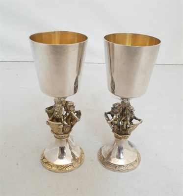 Lot 34 - Two silver and silver gilt modern limited edition goblets to commemorate 'The Quincentenary in 1984