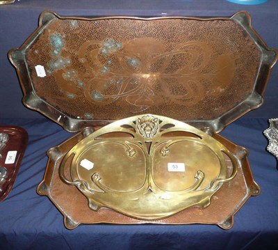 Lot 53 - Three Arts & Crafts brass and copper trays