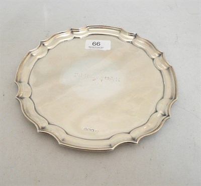 Lot 66 - Silver card tray, inscribed and dated, 6.2 oz