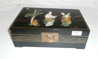 Lot 70 - Early 20th century black lacquered trinket box