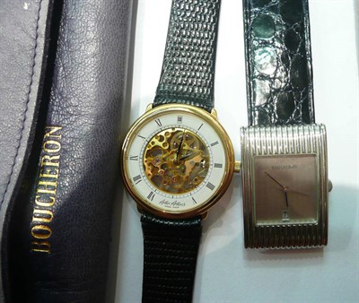 Lot 93 - A Boucheron wristwatch with four watch straps and a Alex Alexis skeletonised gentleman's wristwatch