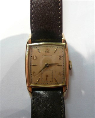 Lot 115 - A gold filled gents wristwatch signed Hamilton