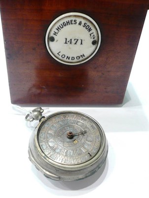 Lot 125 - A pair of cased pocket watches, Campbell, London within a three tier wooden case (2)
