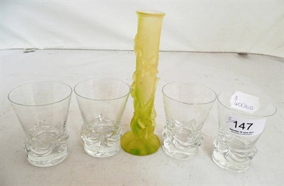 Lot 147 - Daum bud vase and a set of four Daum glass tots