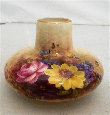 Lot 151 - A Worcester vase painted with flowers by Freeman