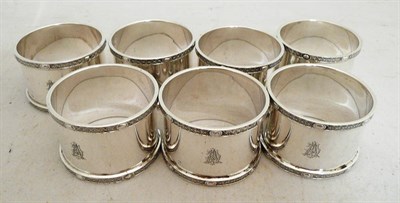 Lot 165 - Seven silver napkin rings, 7.55 oz