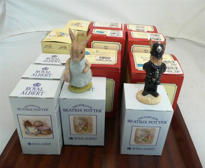 Lot 172 - Eight Royal Doulton Bunnykins figures (boxed) and five Royal Albert Beatrix potter figures (boxed)