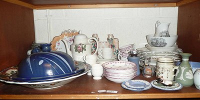 Lot 177 - Assorted decorative ceramics, Minton teawares etc on two shelves