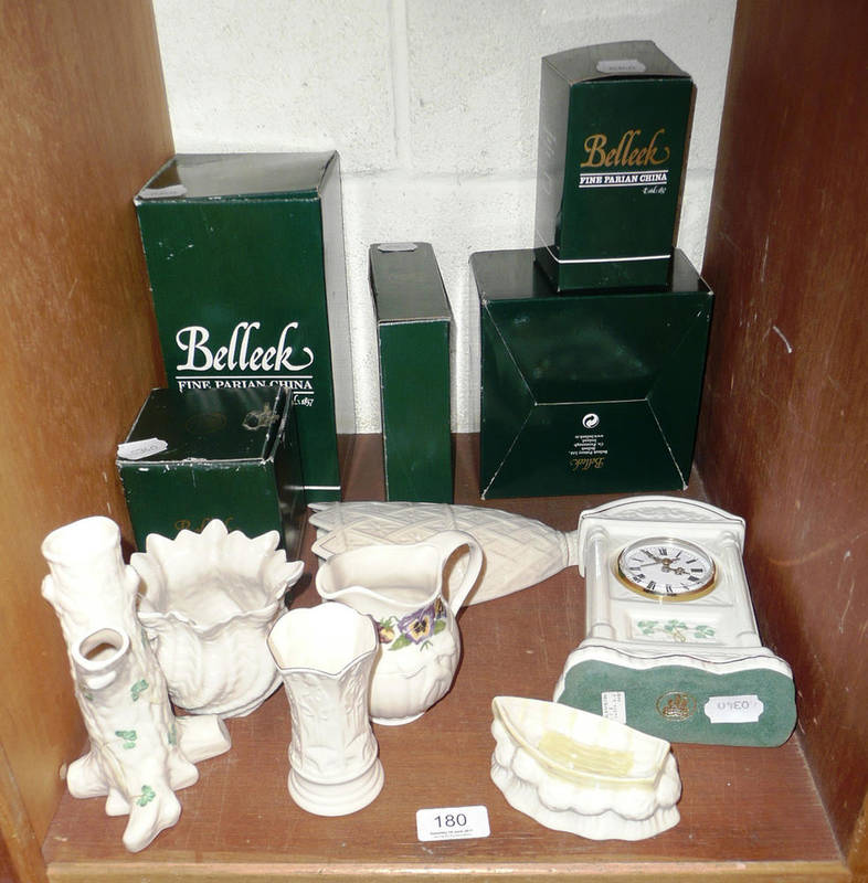 Lot 180 - Twelve pieces of assorted Belleek china including some modern boxed examples etc