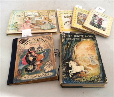 Lot 190 - Six children's books - three Flower Fairies in dust wrappers; Kathleen Hale's Puss in Boots...