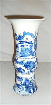 Lot 194 - A Chinese blue and white porcelain gu vase