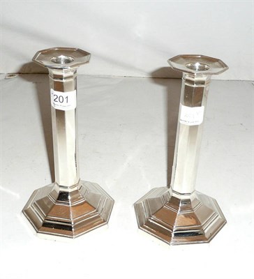 Lot 201 - Pair of silver candlesticks, loaded