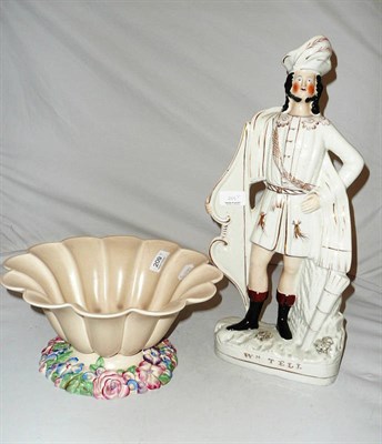 Lot 209 - Staffordshire figure William Tell and a large Clarice Cliff pottery bowl (2)