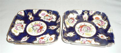 Lot 211 - Pair of 19th century decorative square plates with canted corners