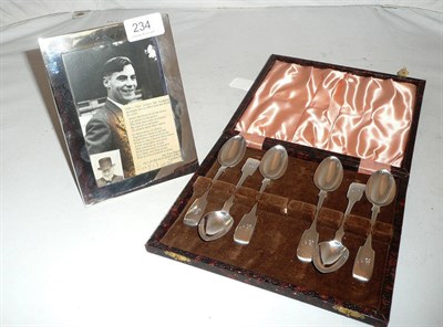 Lot 234 - Silver photo frame and a set of six silver teaspoons