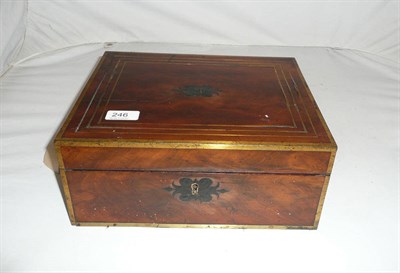 Lot 246 - Mahogany hinged box with brass inlay