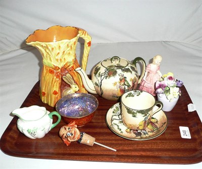 Lot 248 - A Burleigh ware harvest jug, a Royal Doulton Series ware teapot, teacup and saucer, Shelley,...