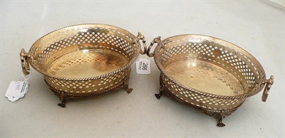 Lot 266 - Pair of pierced silver baskets, London, 18oz approx