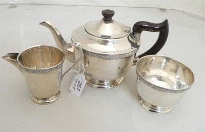 Lot 267 - A silver three piece tea service, 23oz