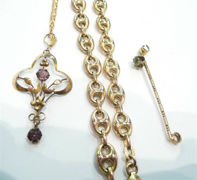 Lot 278 - An Edwardian pendant, a gold chain etc