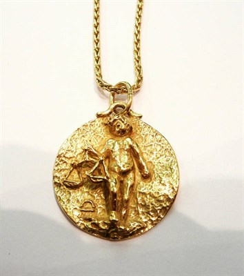 Lot 281 - A French Libra pendant on chain