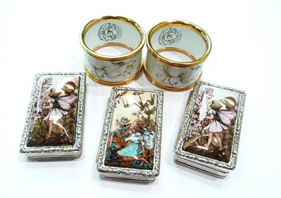 Lot 284 - Three hinged silver boxes with enamel decorated mounts of flower fairies and two Kingsley...