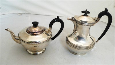 Lot 341 - Silver teapot with beaded edging and a silver hot water pot (2) total weight 30 oz