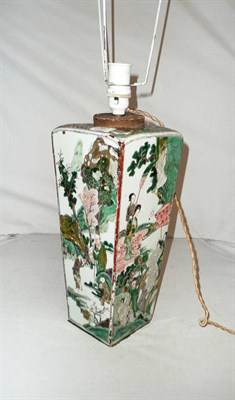 Lot 347 - A Chinese Kanghi period famille verte square section vase converted to a table lamp (a.f.)