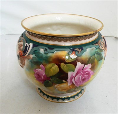 Lot 348 - A Hadleys Worcester floral painted jardiniere by F J Bray