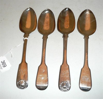 Lot 369 - Four 19th century silver tablespoons, 10.5 oz