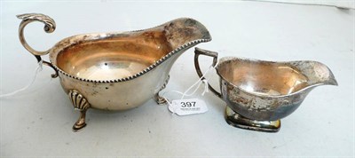 Lot 397 - Silver sauce boat and another smaller (2), 12 oz