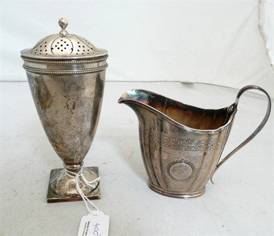 Lot 400 - Victorian silver cream jug and silver sugar caster, 10 oz