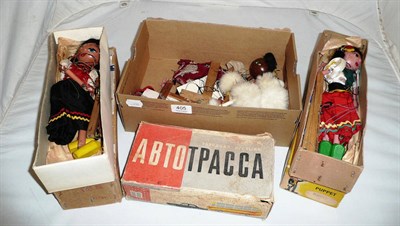 Lot 405 - Five Pelham puppets and a boxed Russian Toy