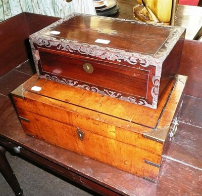 Lot 430 - Victorian rosewood writing slope and a Victorian walnut writing slope (2)