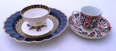 Lot 445 - Worcester Queen Charlotte pattern cup and saucer, Worcester teabowl and plate (3)