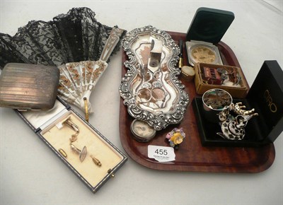 Lot 455 - Tray of assorted collectable's including silver napkin ring, silver cigarette case, costume...