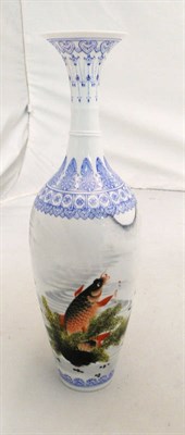 Lot 516 - A Chinese eggshell porcelain slender baluster vase decorated with carp, 26cm high