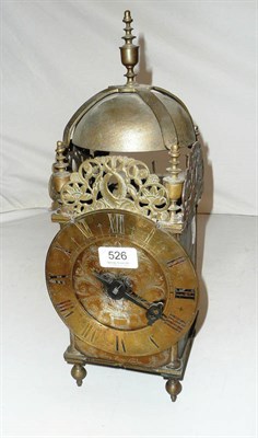 Lot 526 - A brass lantern clock, later added inscription Henry Mason, London