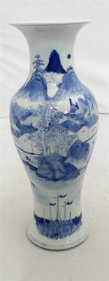 Lot 528 - A Chinese blue and white porcelain baluster vase, 19th century, painted with an extensive...