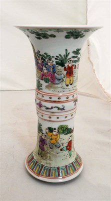 Lot 529 - A Chinese porcelain gu shape vase, decorated with two horizontal registers of children in...