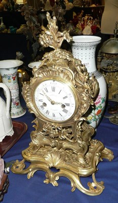 Lot 532 - A gilt metal striking mantel clock and base. G. Rison, A Paris