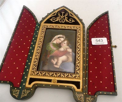 Lot 543 - A German porcelain plaque, late 19th century, of rectangular form, decorated with mother and...