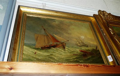 Lot 547 - Follower of George Clarkson Stanfield (19th century), 'Figures in a fishing boat in a swell'...