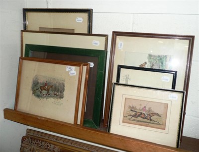 Lot 553 - Thirteen assorted framed coloured hunting prints, a print of a fisherman by Norman Wilkinson,...