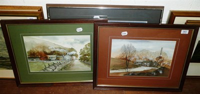 Lot 563 - Framed watercolour by Griffiths dated '77 'View to Arkengarthdale' two framed watercolours by Susan