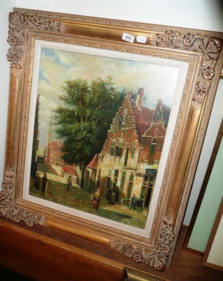 Lot 566 - Oil on canvas, figures in a street, signed 'Beckhout' after Andries Eversen