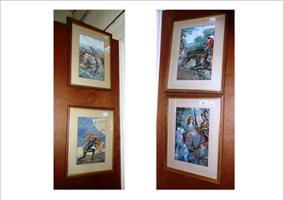 Lot 572 - Major Godfrey Douglas Giles (1857- 1941), four framed gouache all dated 1912 depicting scenes...