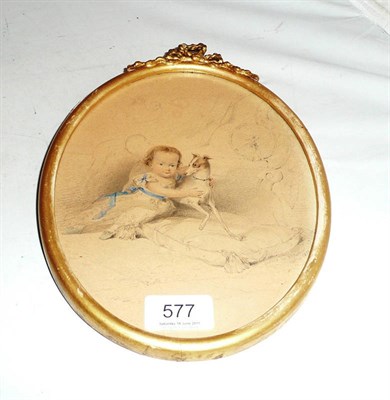 Lot 577 - Henry Perlee Parker, sketch of a boy and a greyhound